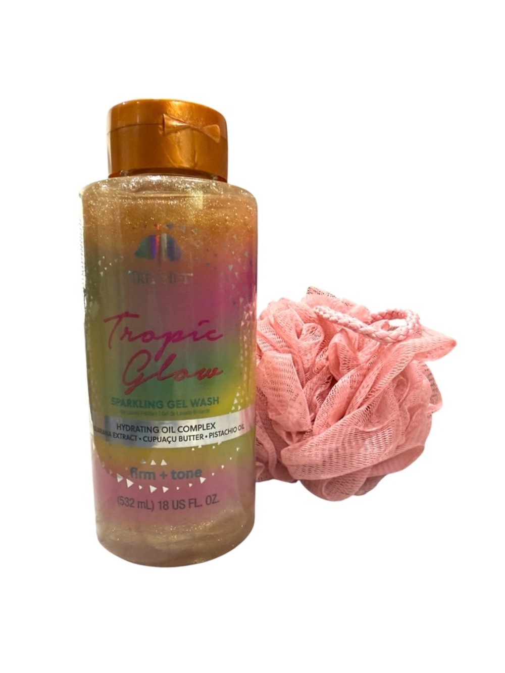 Tree Hut Tropic Glow Sparkling Gel Wash (18 oz) and Loofa Set